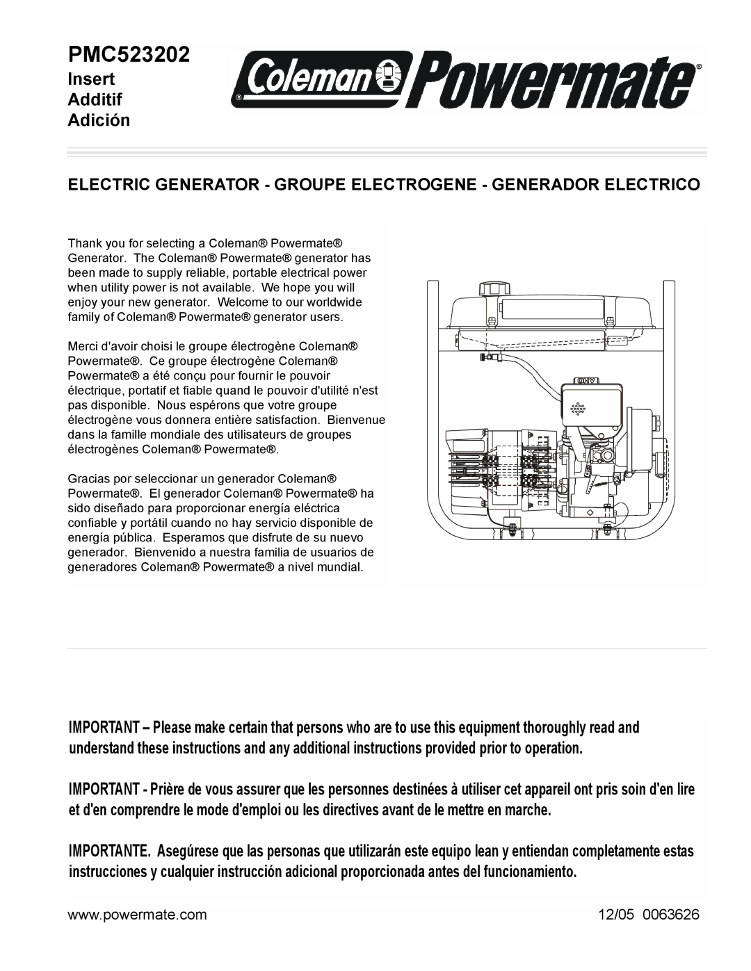 Powermate PMC523202 manual 