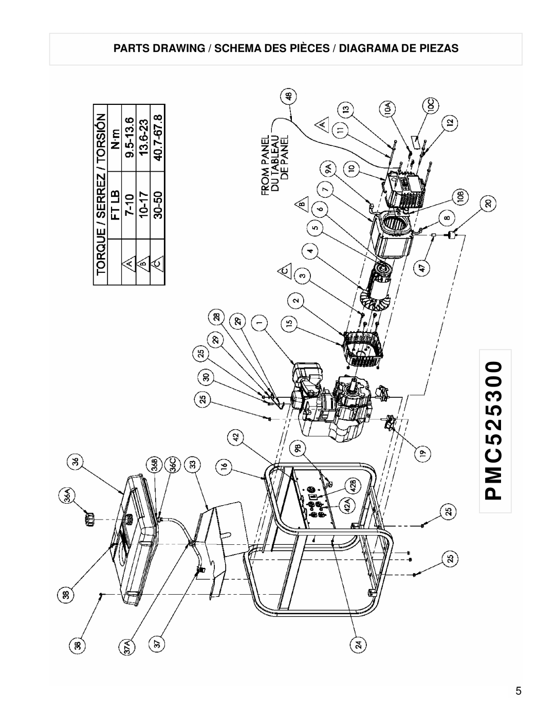 Powermate PMC525300 manual Parts Drawing / Schema DES Pièces / Diagrama DE Piezas 