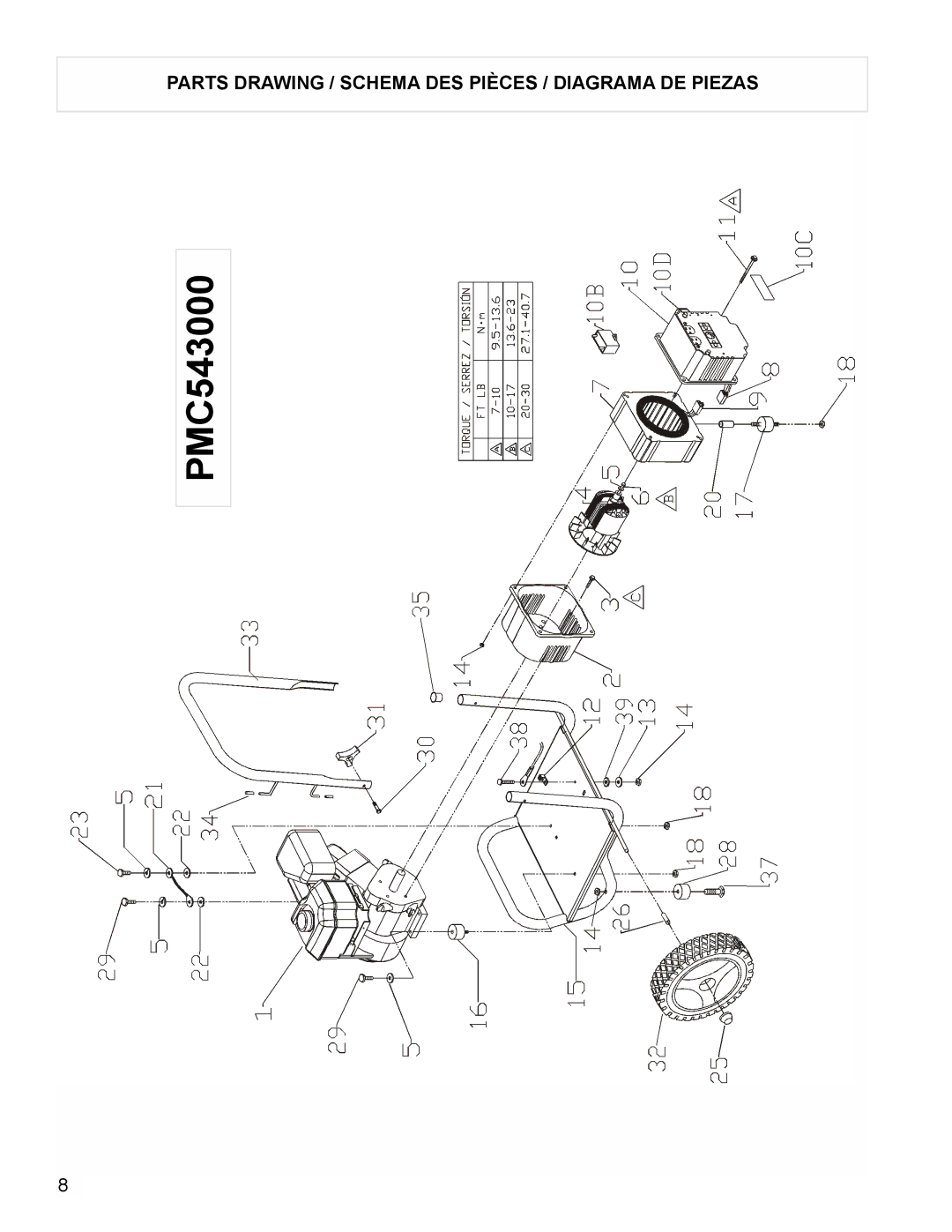 Powermate PMC543000 manual Parts Drawing / Schema DES Pièces / Diagrama DE Piezas 