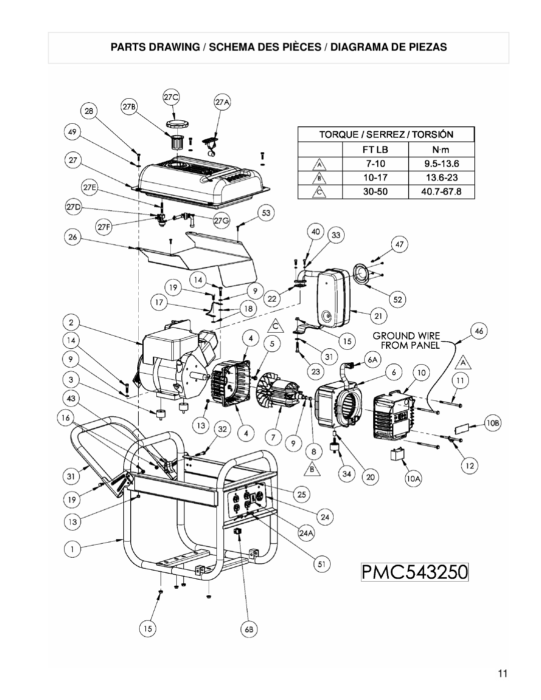 Powermate PMC543250 manual Parts Drawing / Schema DES Pièces / Diagrama DE Piezas 