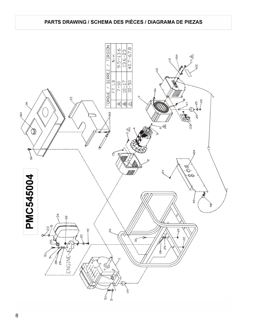 Powermate PMC545004 manual Parts Drawing / Schema DES Pièces / Diagrama DE Piezas 