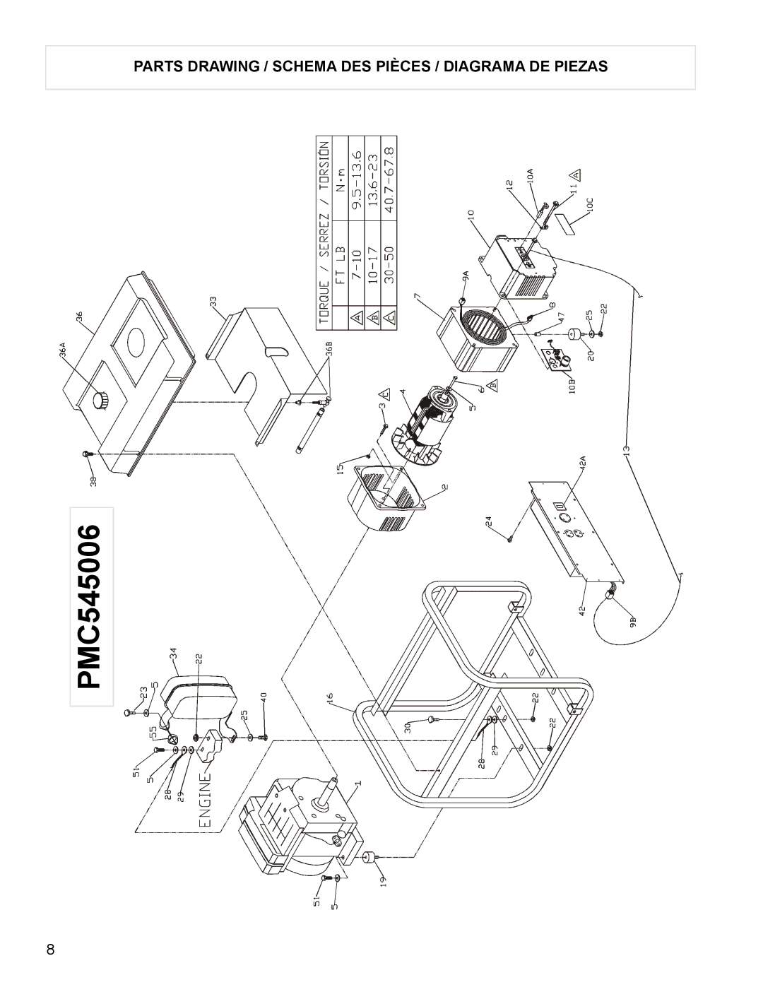 Powermate PMC545006 manual Parts Drawing / Schema DES Pièces / Diagrama DE Piezas 