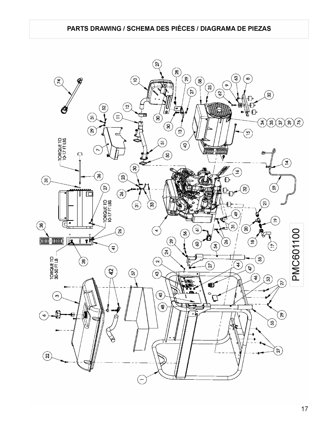 Powermate PMC601100 manual Parts Drawing / Schema DES Pièces / Diagrama DE Piezas 