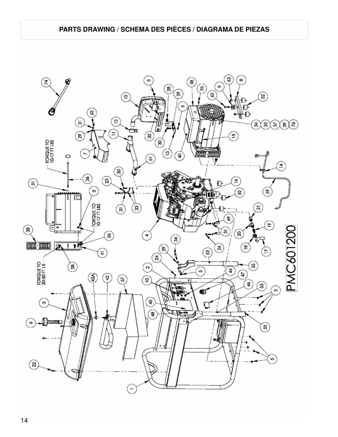Powermate PMC601200 manual Parts Drawing / Schema Des Pièces / Diagrama De Piezas 