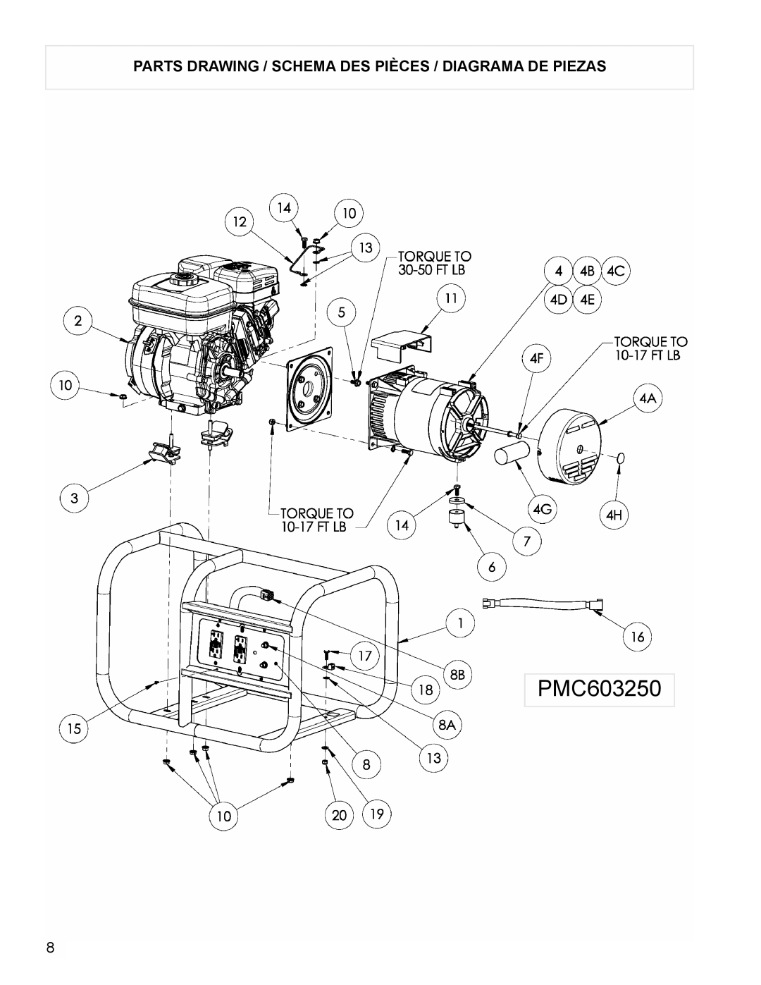 Powermate PMC603250 manual Parts Drawing / Schema DES Pièces / Diagrama DE Piezas 