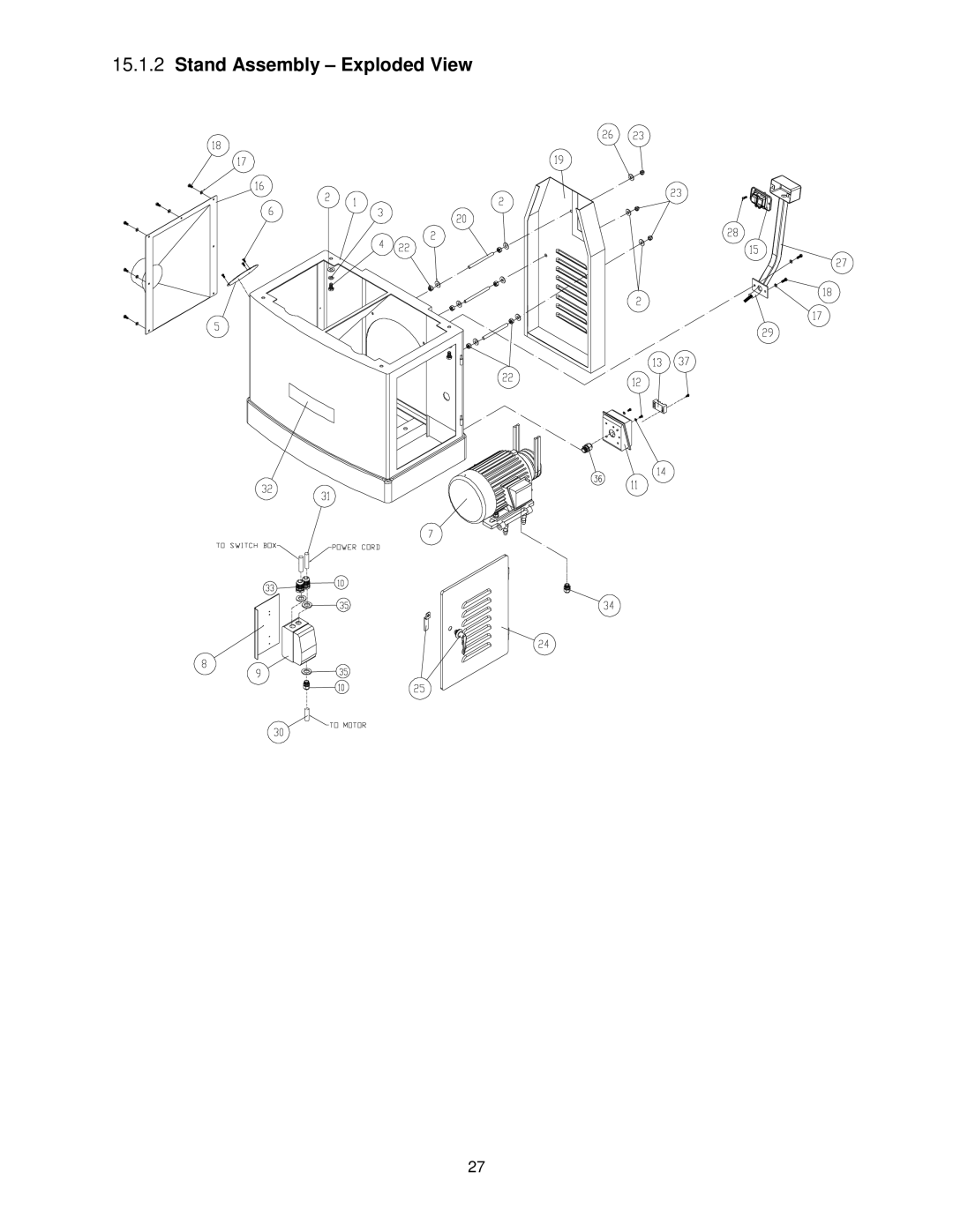 Powermatic 1285 operating instructions Stand Assembly Exploded View 