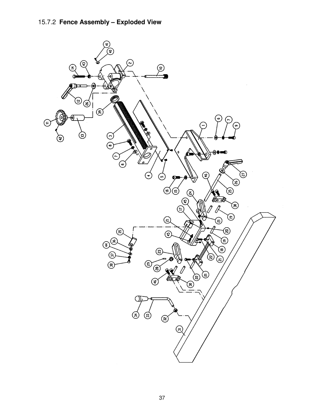 Powermatic 1285 operating instructions Fence Assembly Exploded View 