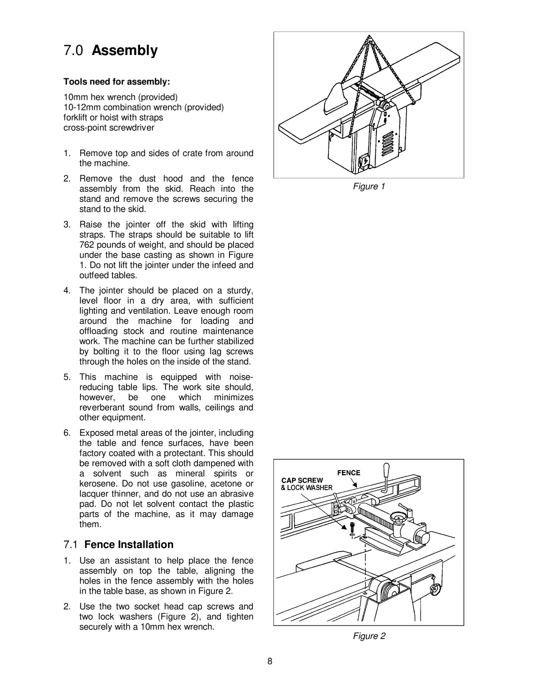 Powermatic 1285 operating instructions Assembly, Fence Installation, Tools need for assembly 