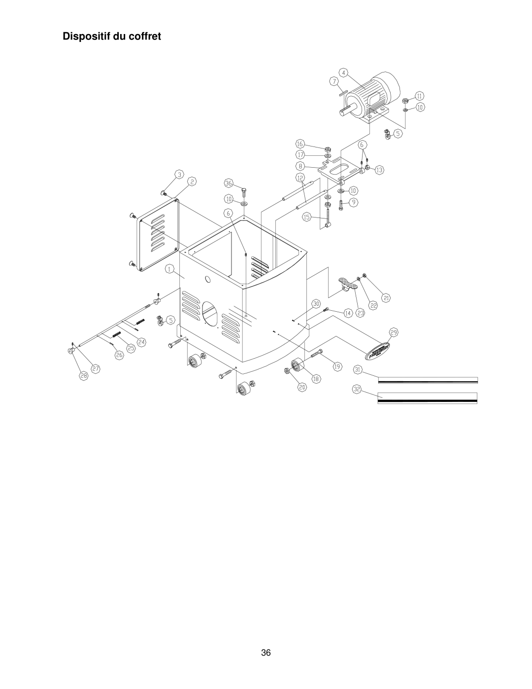 Powermatic 15HH operating instructions Dispositif du coffret 