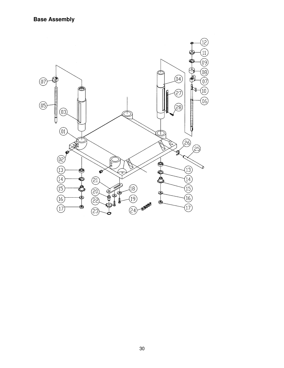 Powermatic 15HH operating instructions Base Assembly 