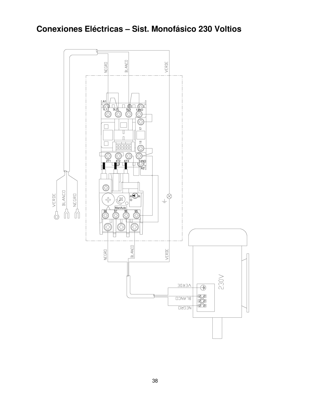 Powermatic 15HH operating instructions Conexiones Eléctricas Sist. Monofásico 230 Voltios 