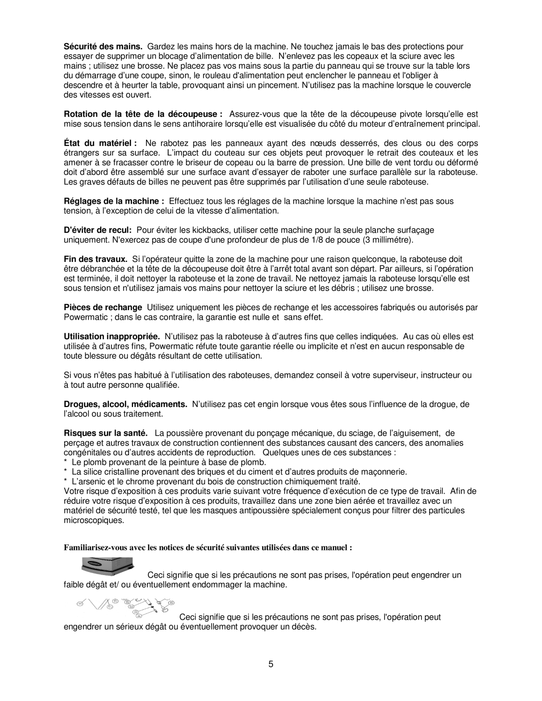 Powermatic 15HH operating instructions 