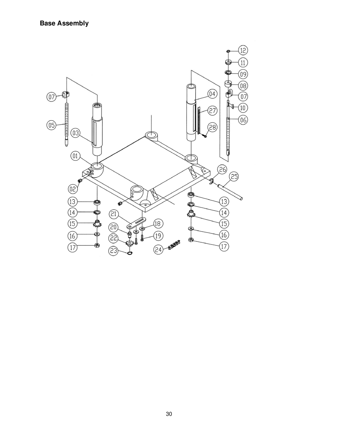 Powermatic 15S, 15H operating instructions Base Assembly 