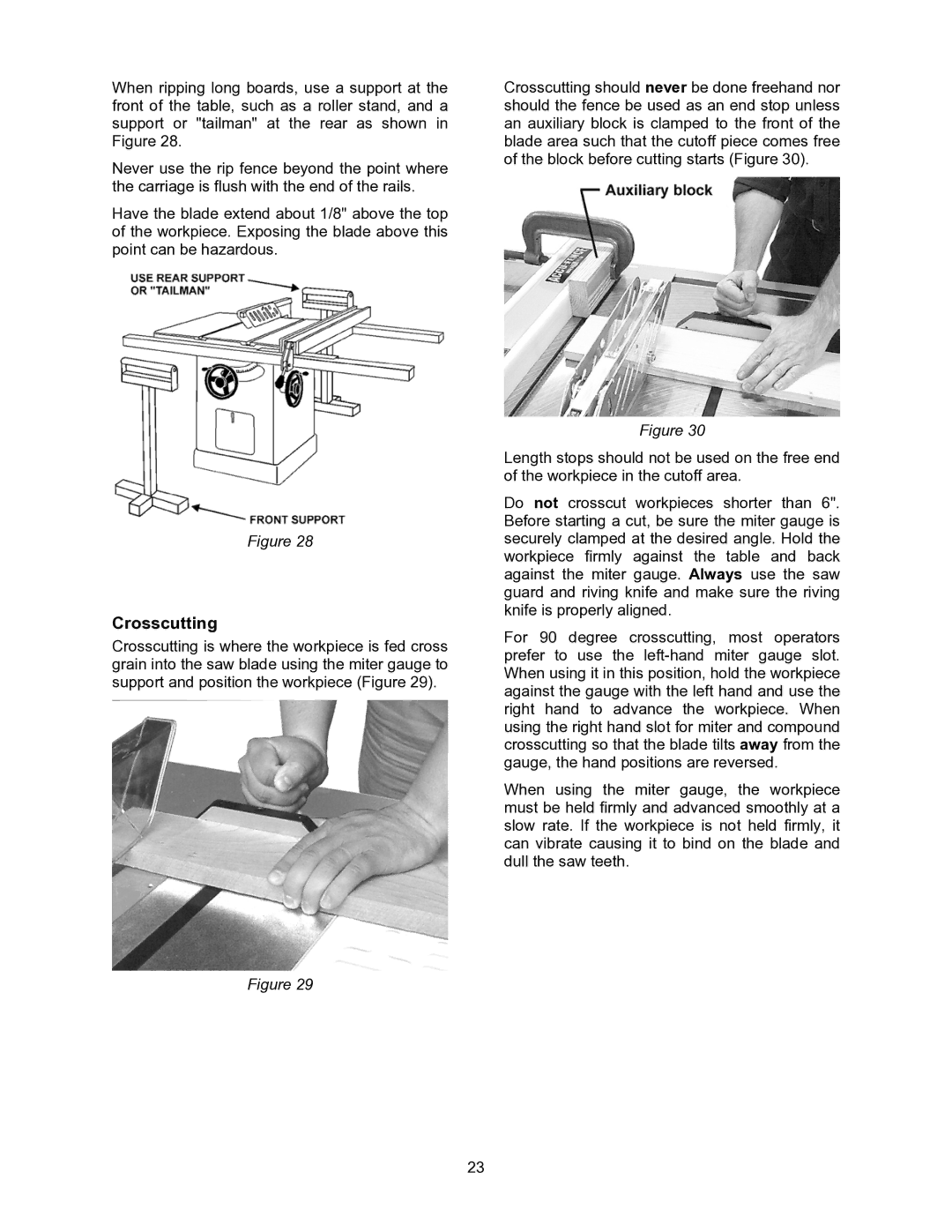 Powermatic 2000 operating instructions Crosscutting 