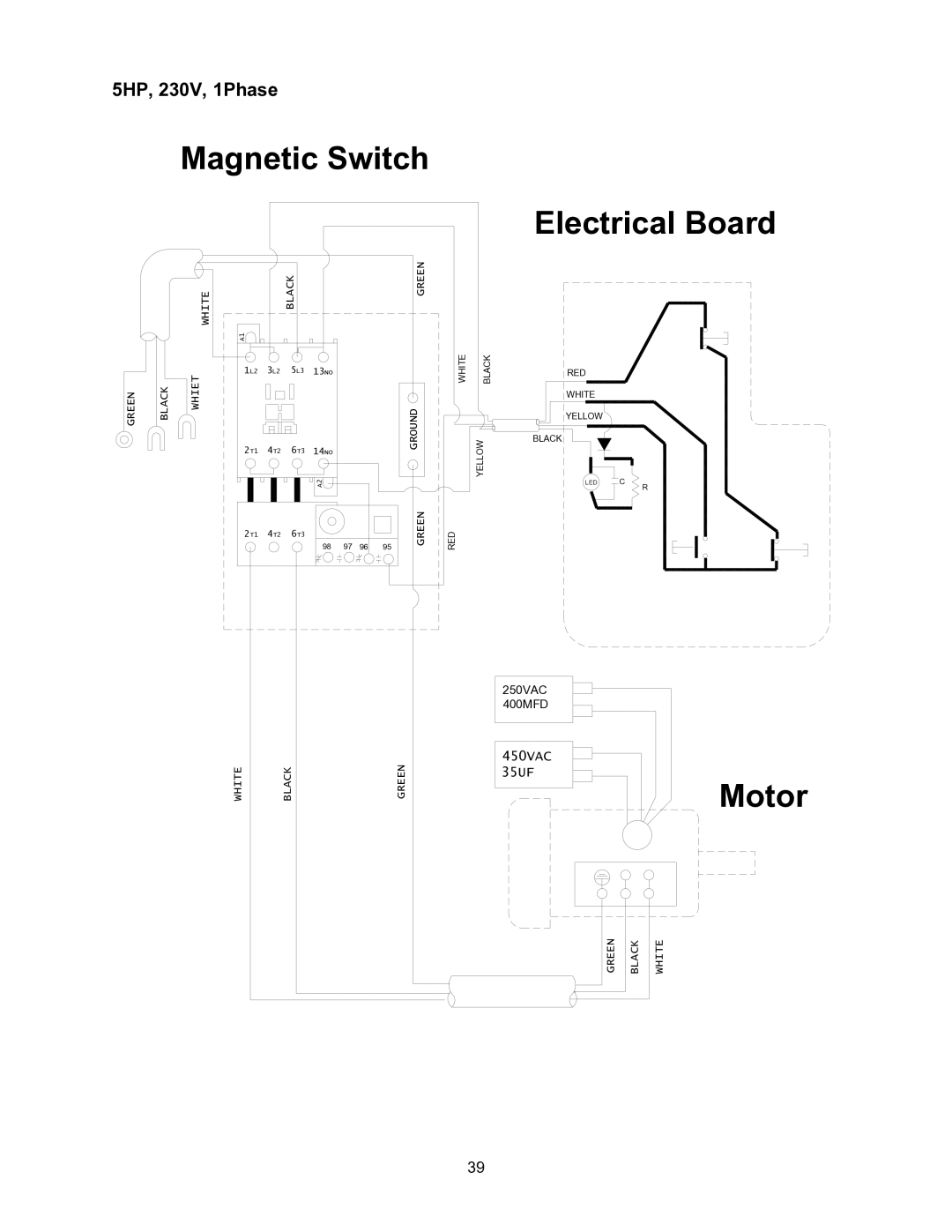 Powermatic 2000 operating instructions Magnetic Switch Electrical Board, 5HP, 230V, 1Phase 