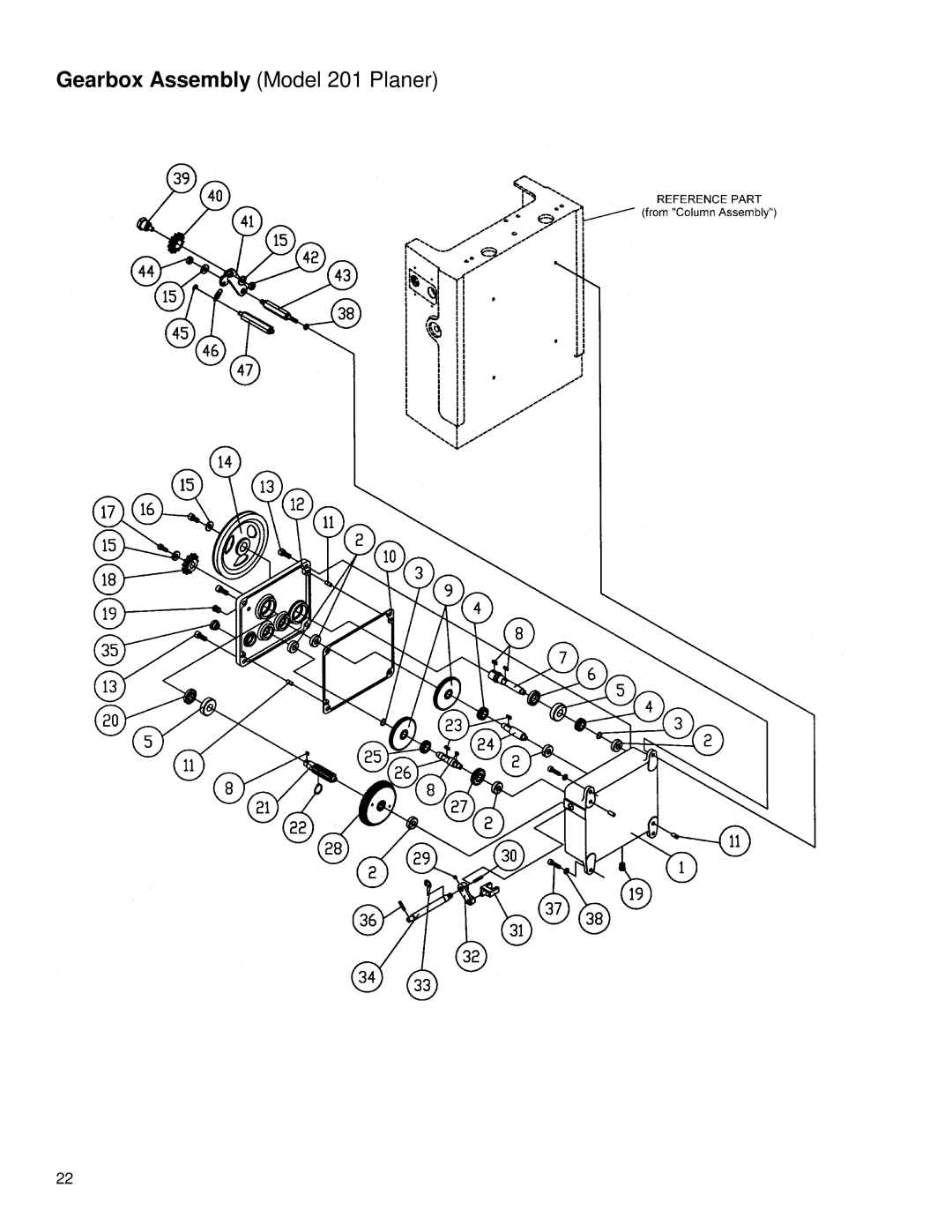 Powermatic instruction manual Gearbox Assembly Model 201 Planer 