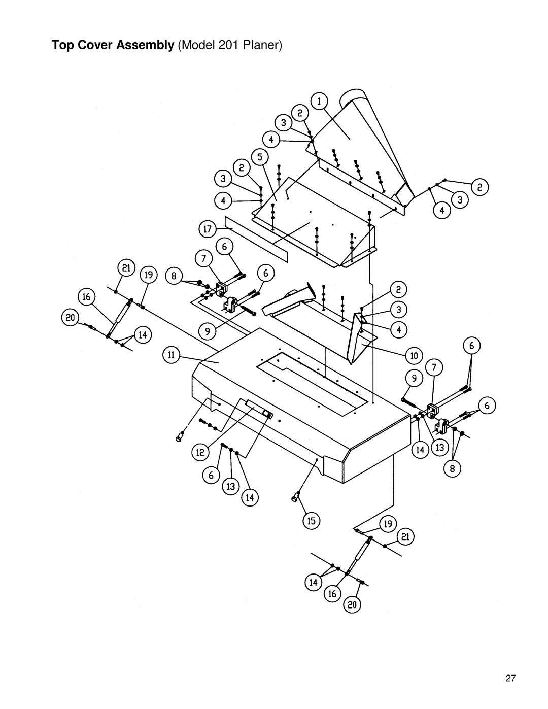 Powermatic instruction manual Top Cover Assembly Model 201 Planer 