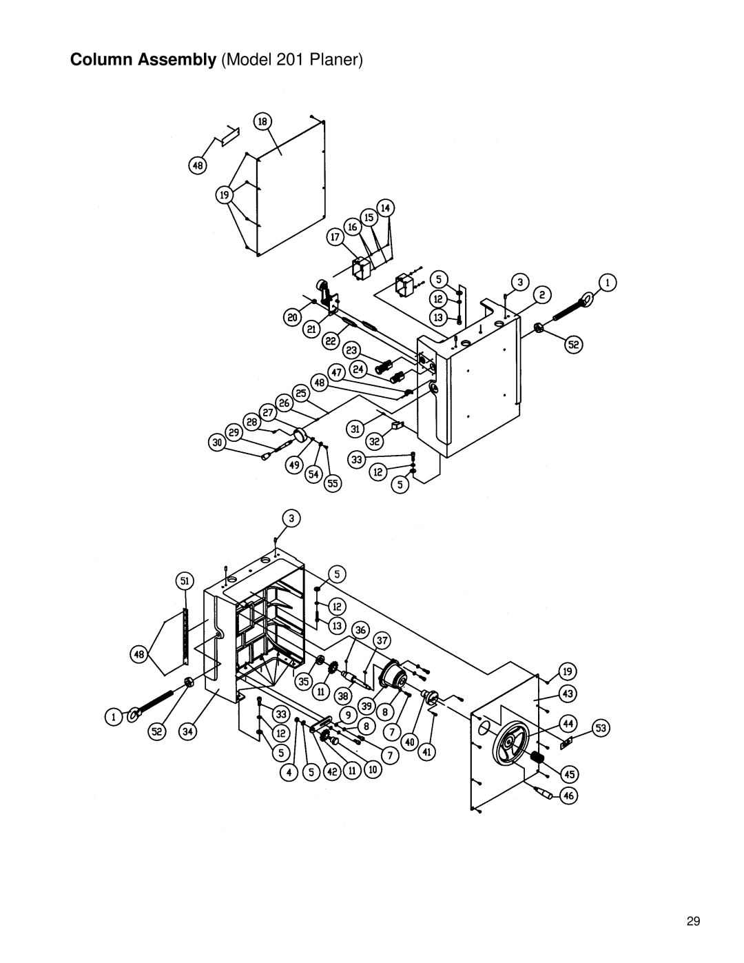 Powermatic instruction manual Column Assembly Model 201 Planer 