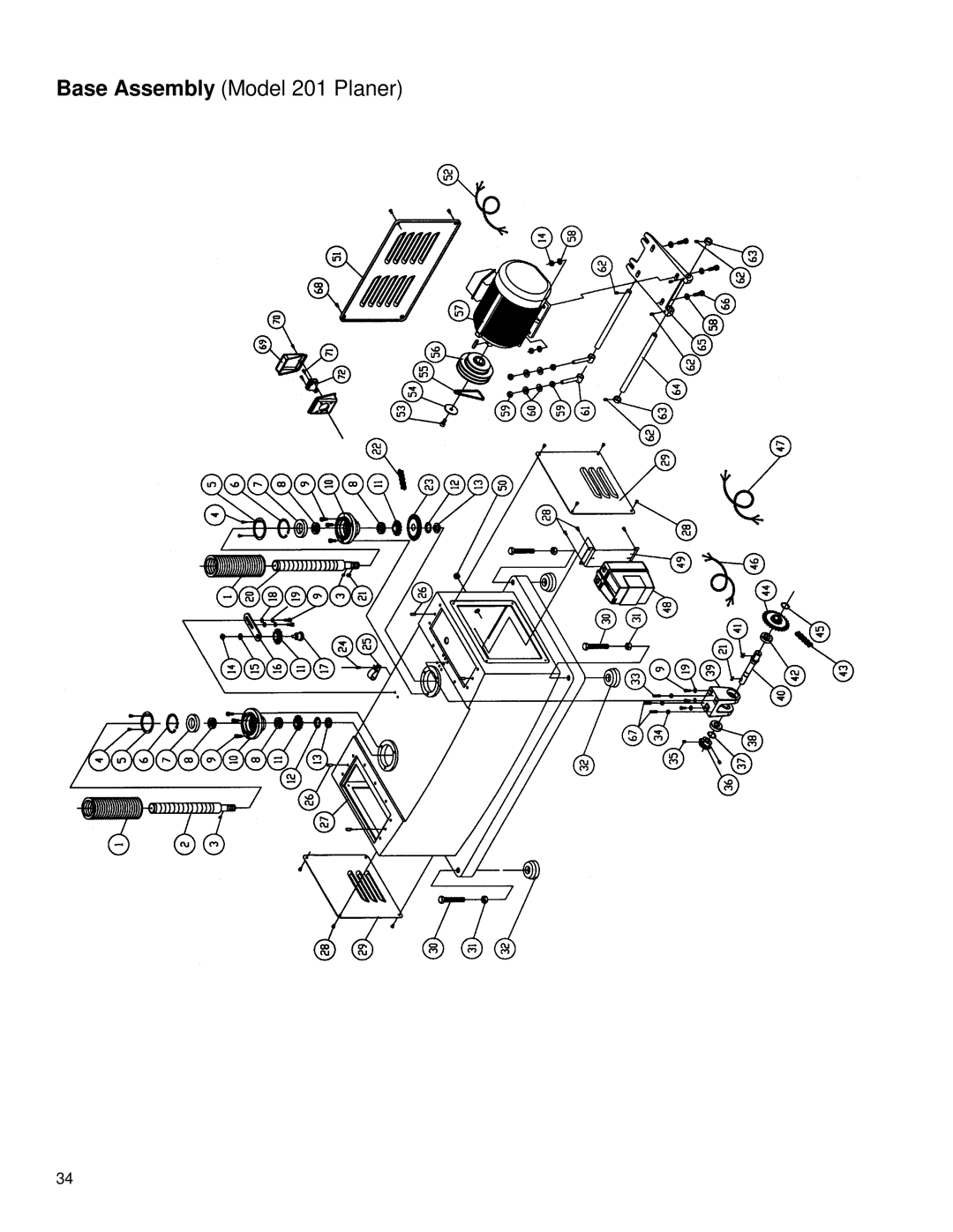 Powermatic instruction manual Base Assembly Model 201 Planer 