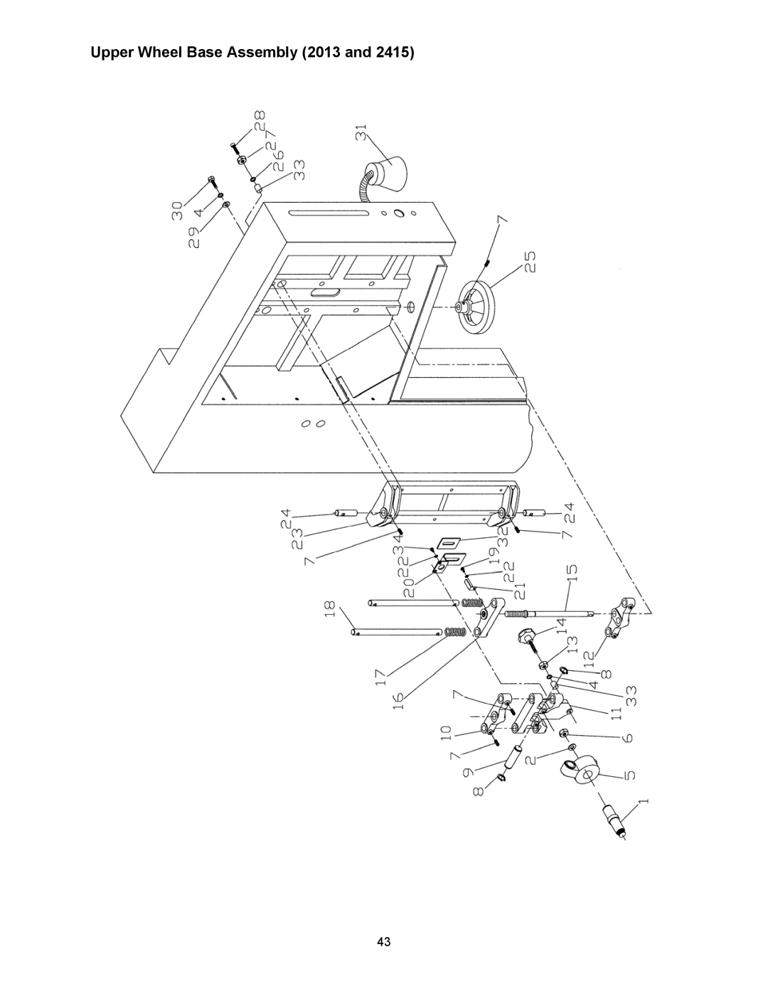 Powermatic 2415 operating instructions Upper Wheel Base Assembly 2013 