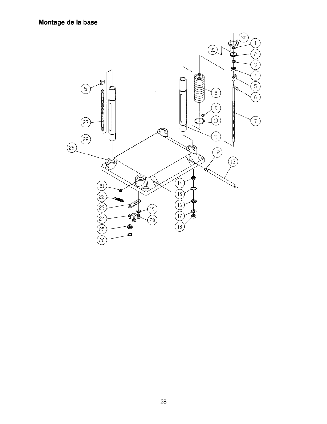 Powermatic 209HH operating instructions Montage de la base 