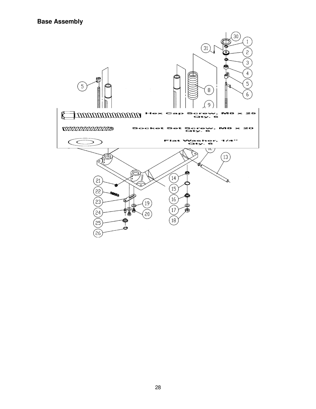 Powermatic 209HH operating instructions Base Assembly 