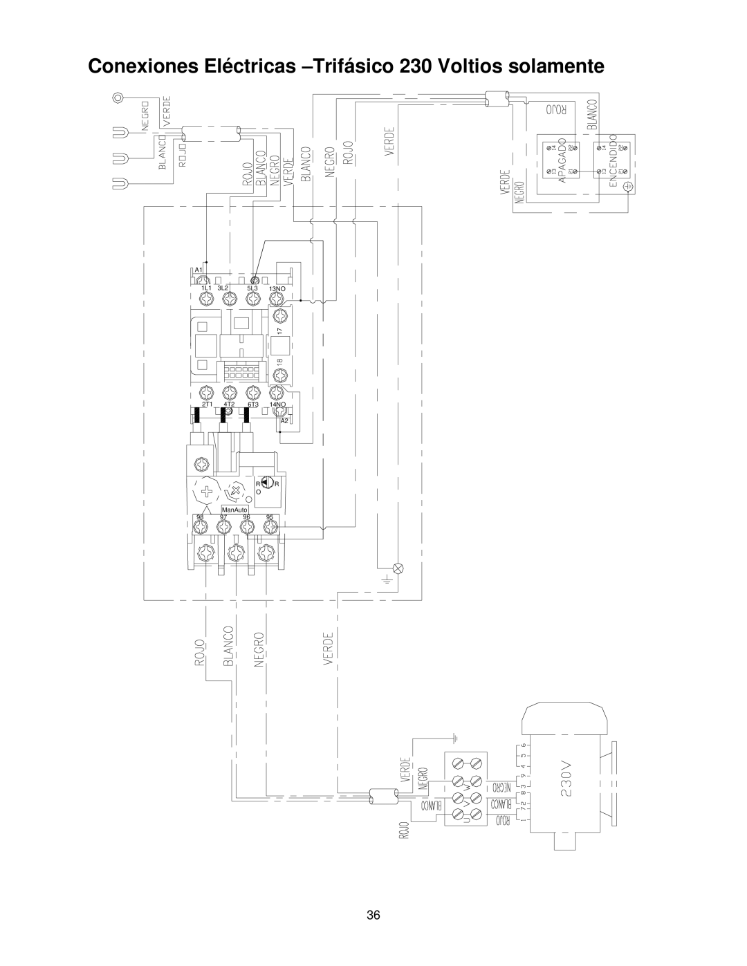 Powermatic 209HH operating instructions Conexiones Eléctricas -Trifásico 230 Voltios solamente 