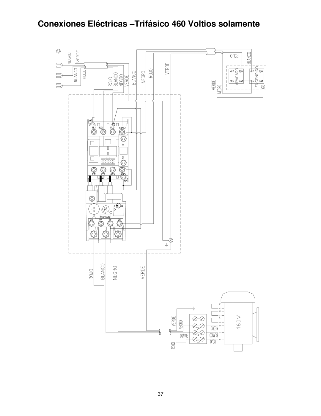 Powermatic 209HH operating instructions Conexiones Eléctricas -Trifásico 460 Voltios solamente 