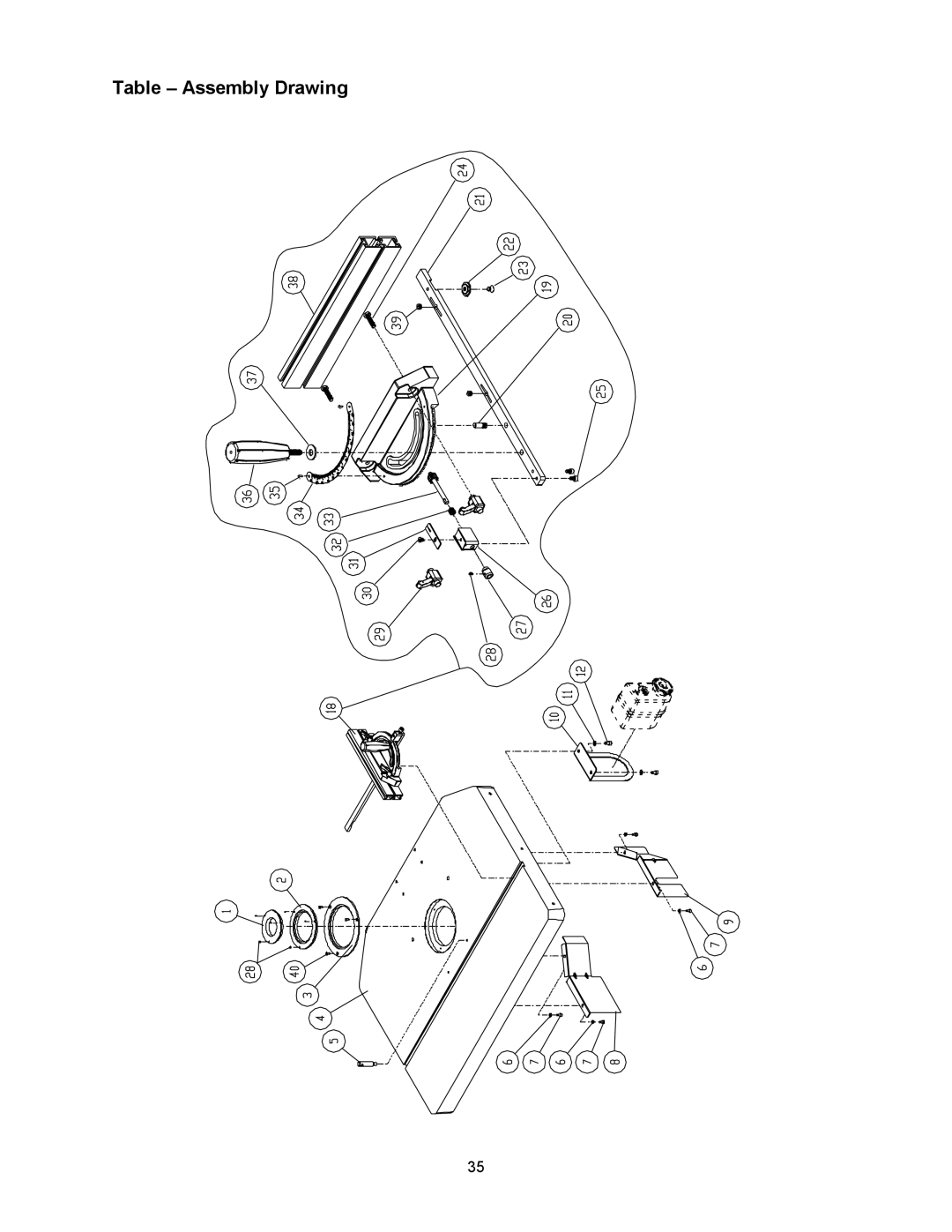 Powermatic 2700 manual Table Assembly Drawing 