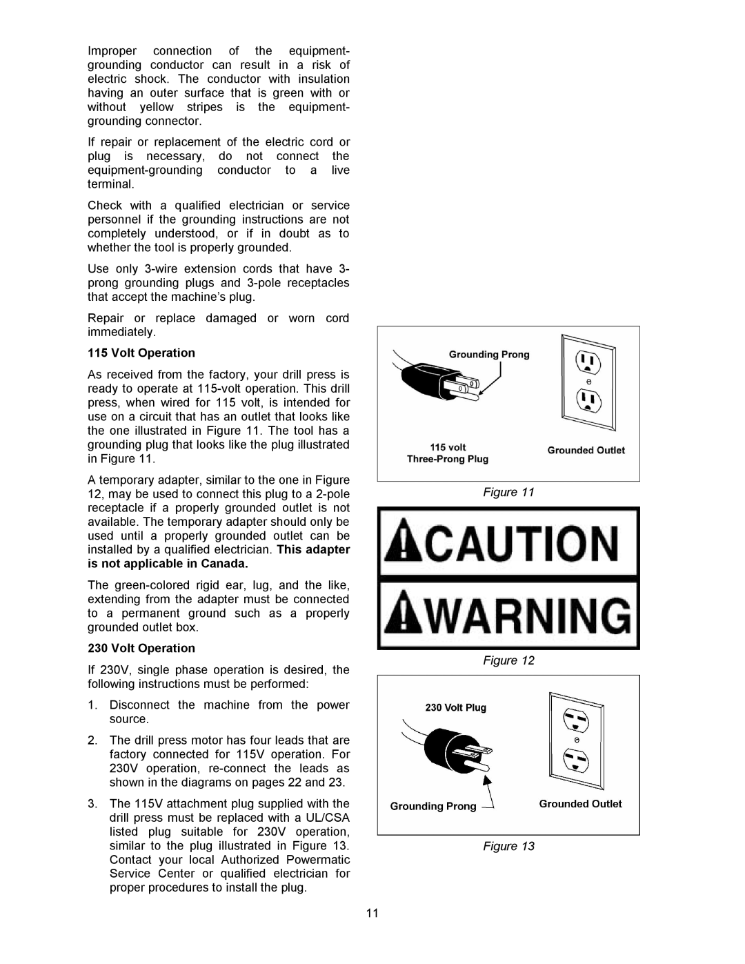 Powermatic 2800 operating instructions Volt Operation 