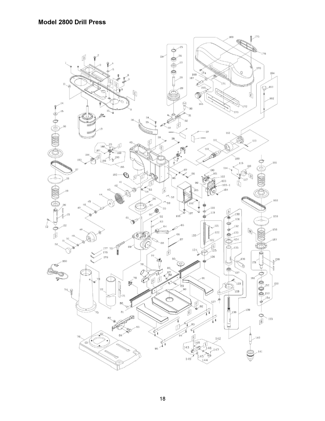 Powermatic operating instructions Model 2800 Drill Press 