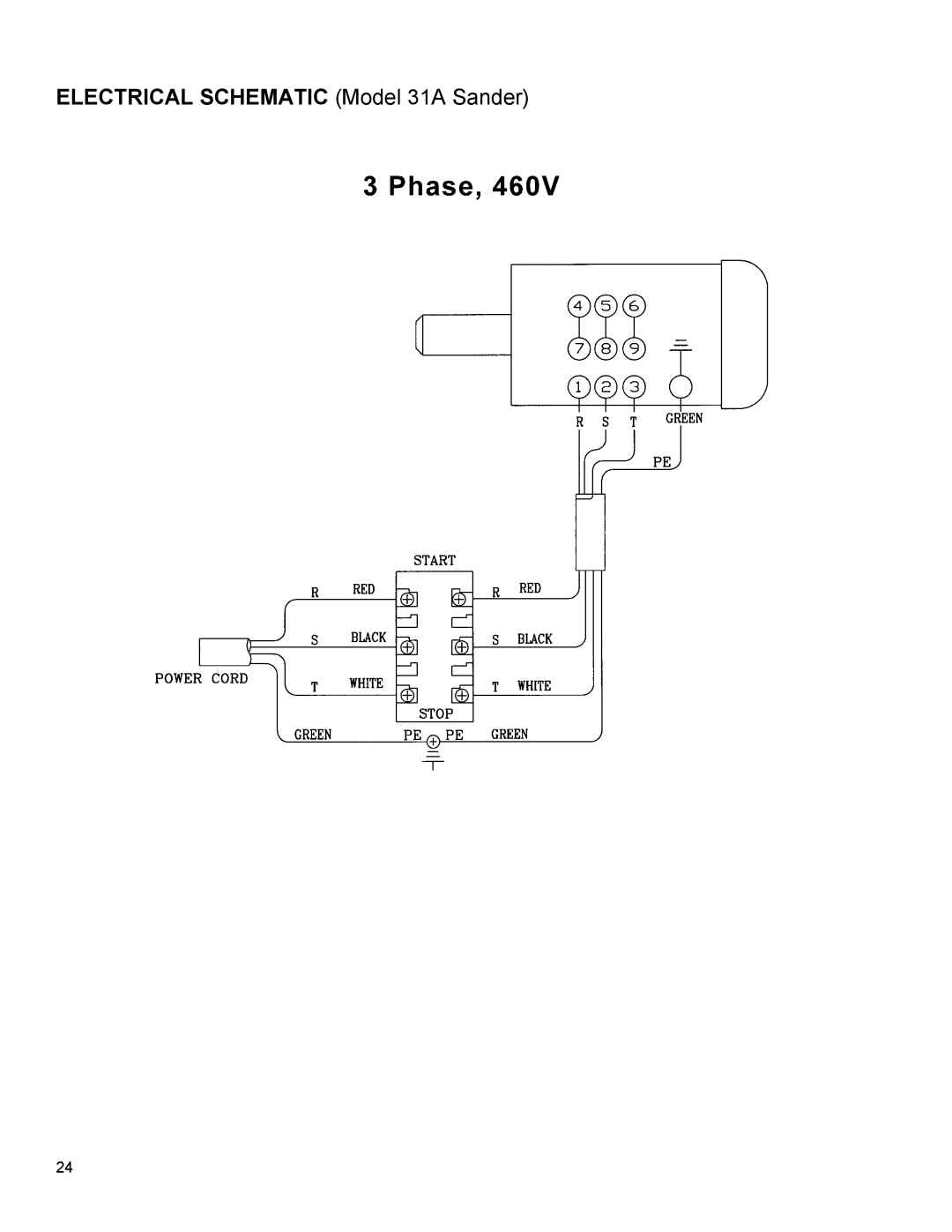 Powermatic instruction manual Electrical Schematic Model 31A Sander 