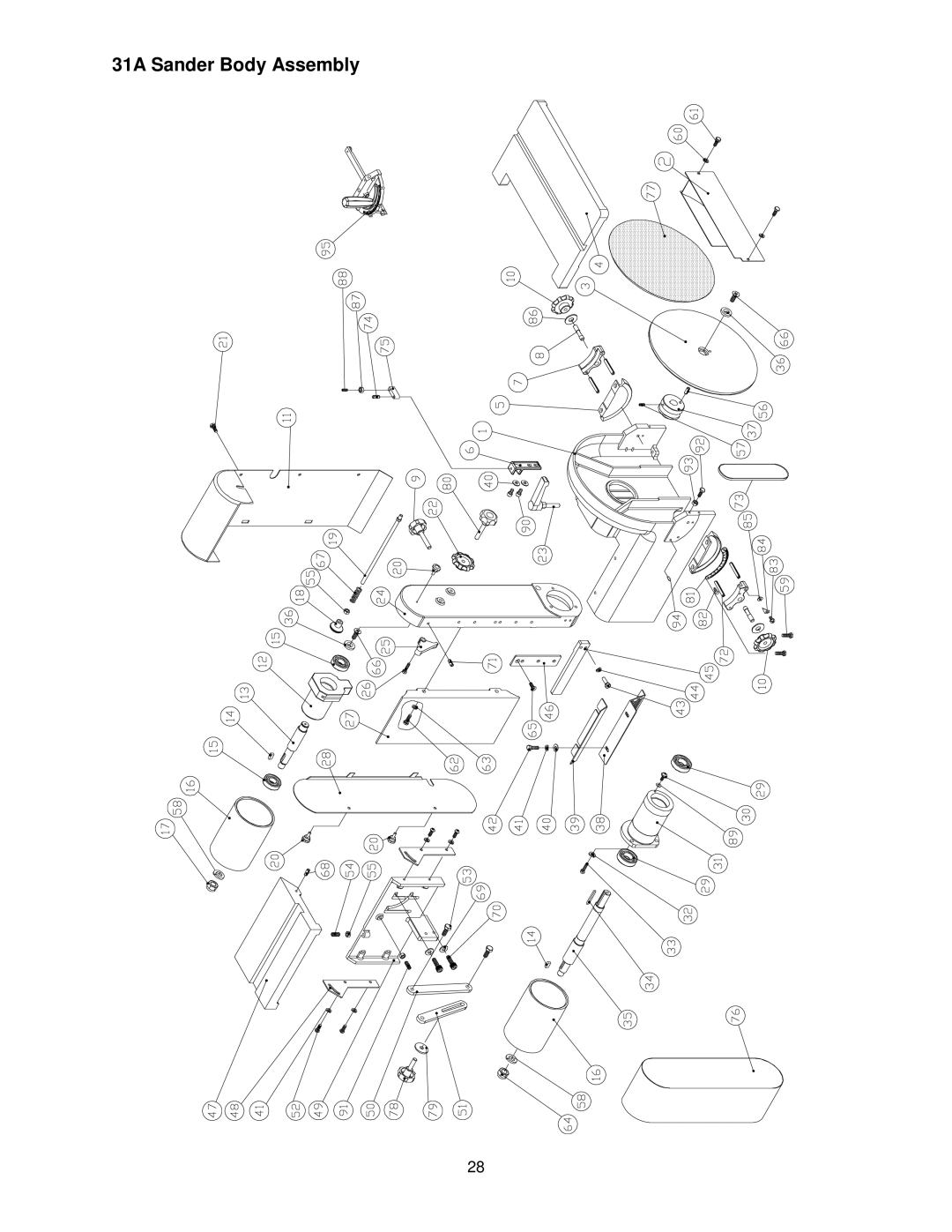 Powermatic operating instructions 31A Sander Body Assembly 