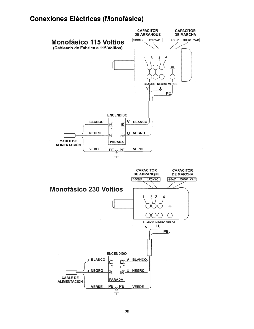 Powermatic 31A operating instructions Conexiones Eléctricas Monofásica 