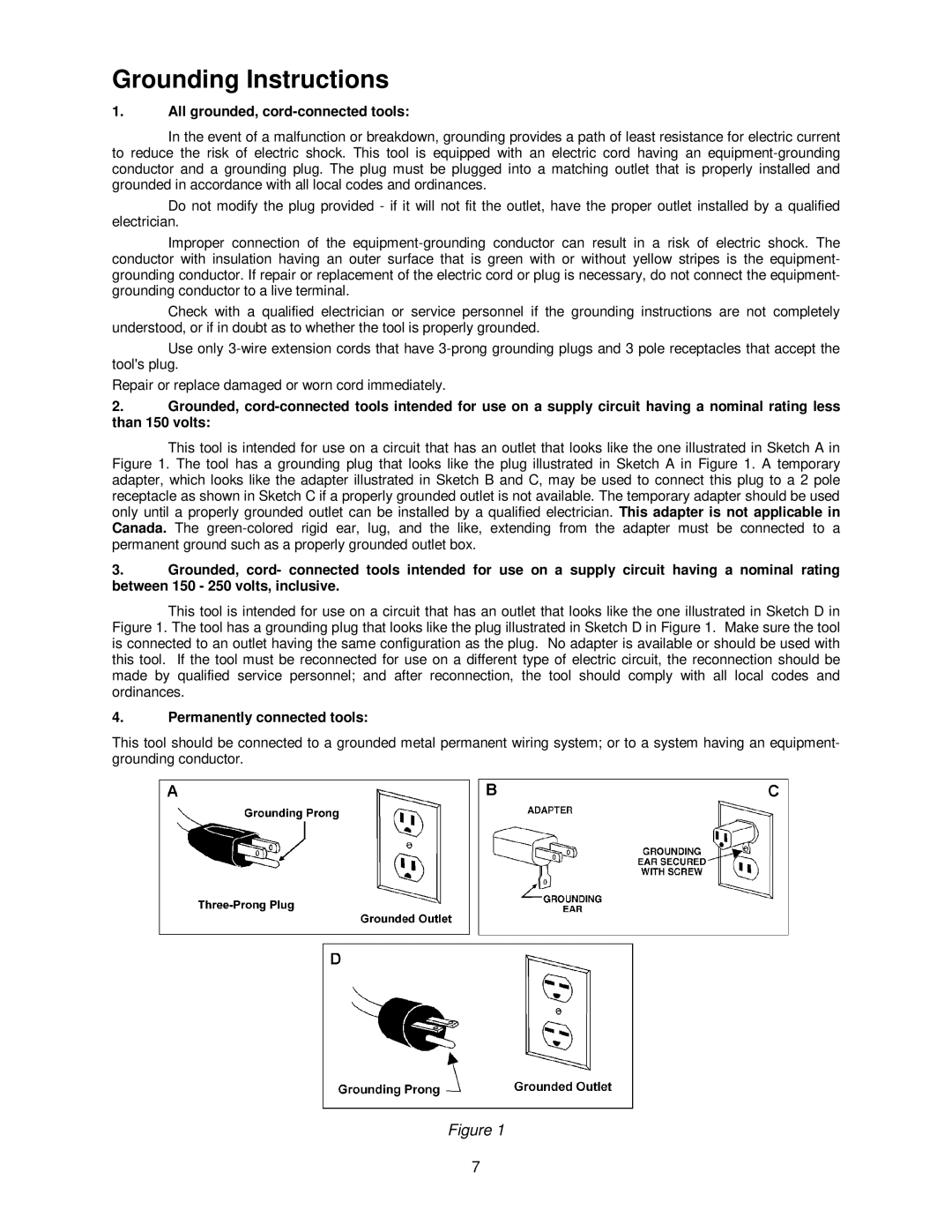 Powermatic 31A operating instructions Grounding Instructions, All grounded, cord-connected tools 