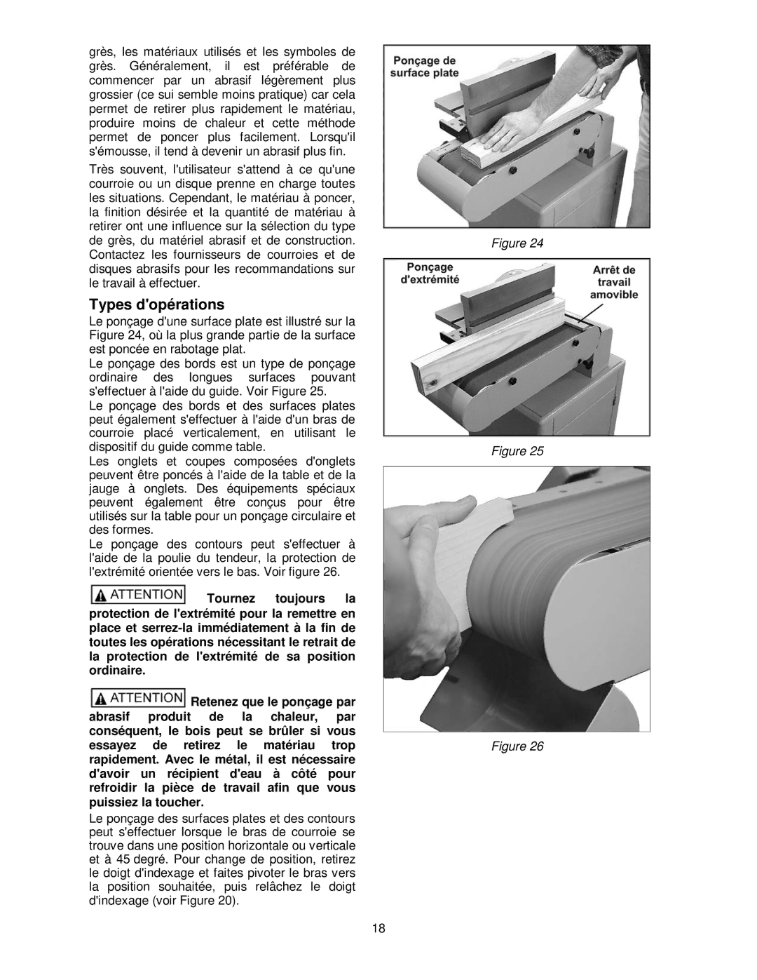 Powermatic 31A operating instructions Types dopérations 