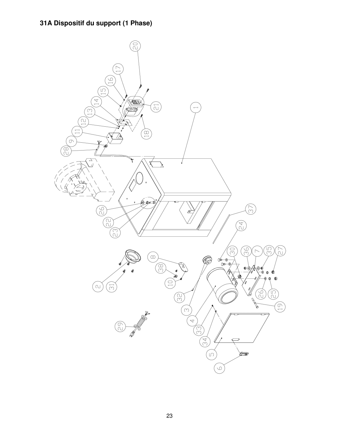 Powermatic operating instructions 31A Dispositif du support 1 Phase 