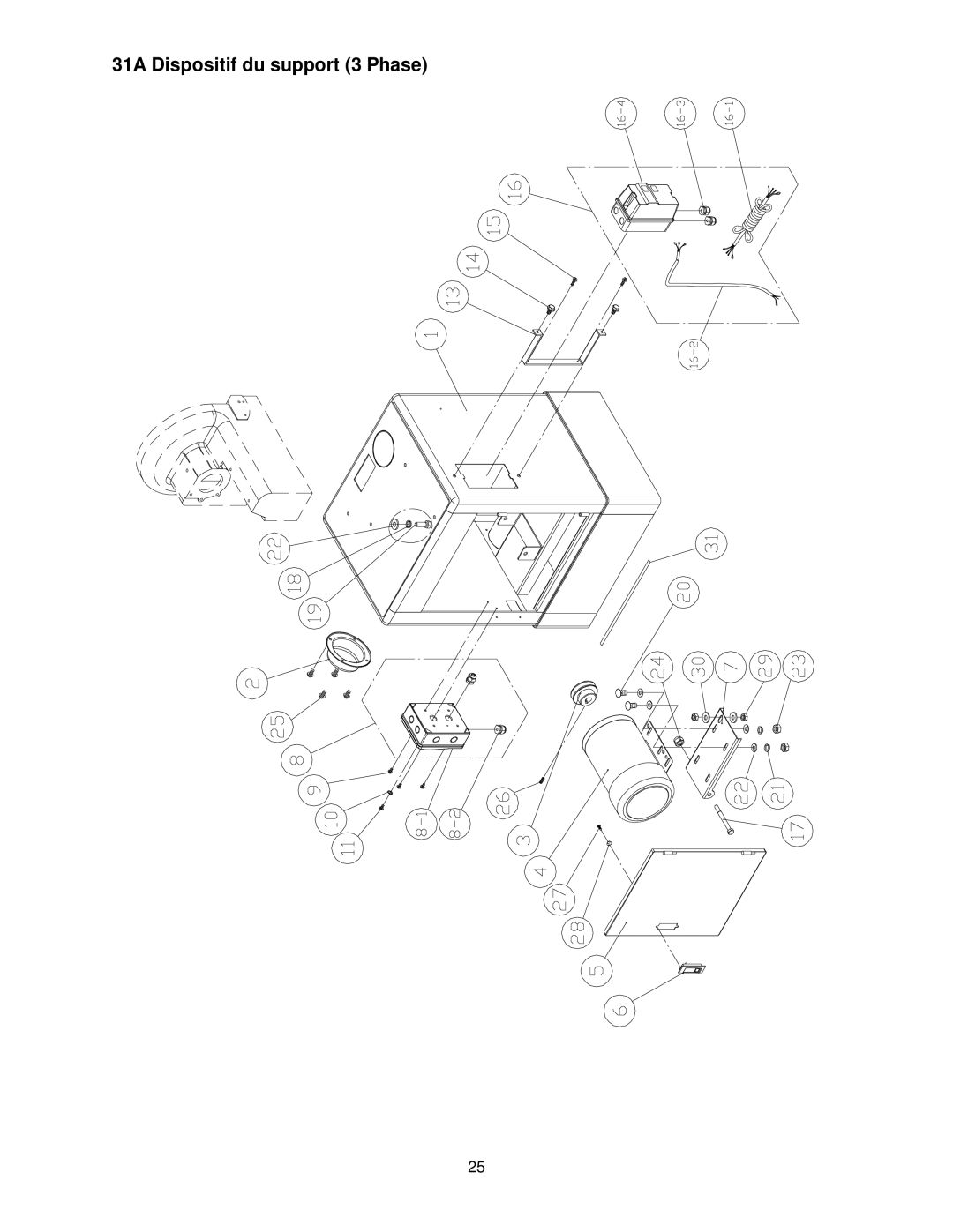 Powermatic operating instructions 31A Dispositif du support 3 Phase 