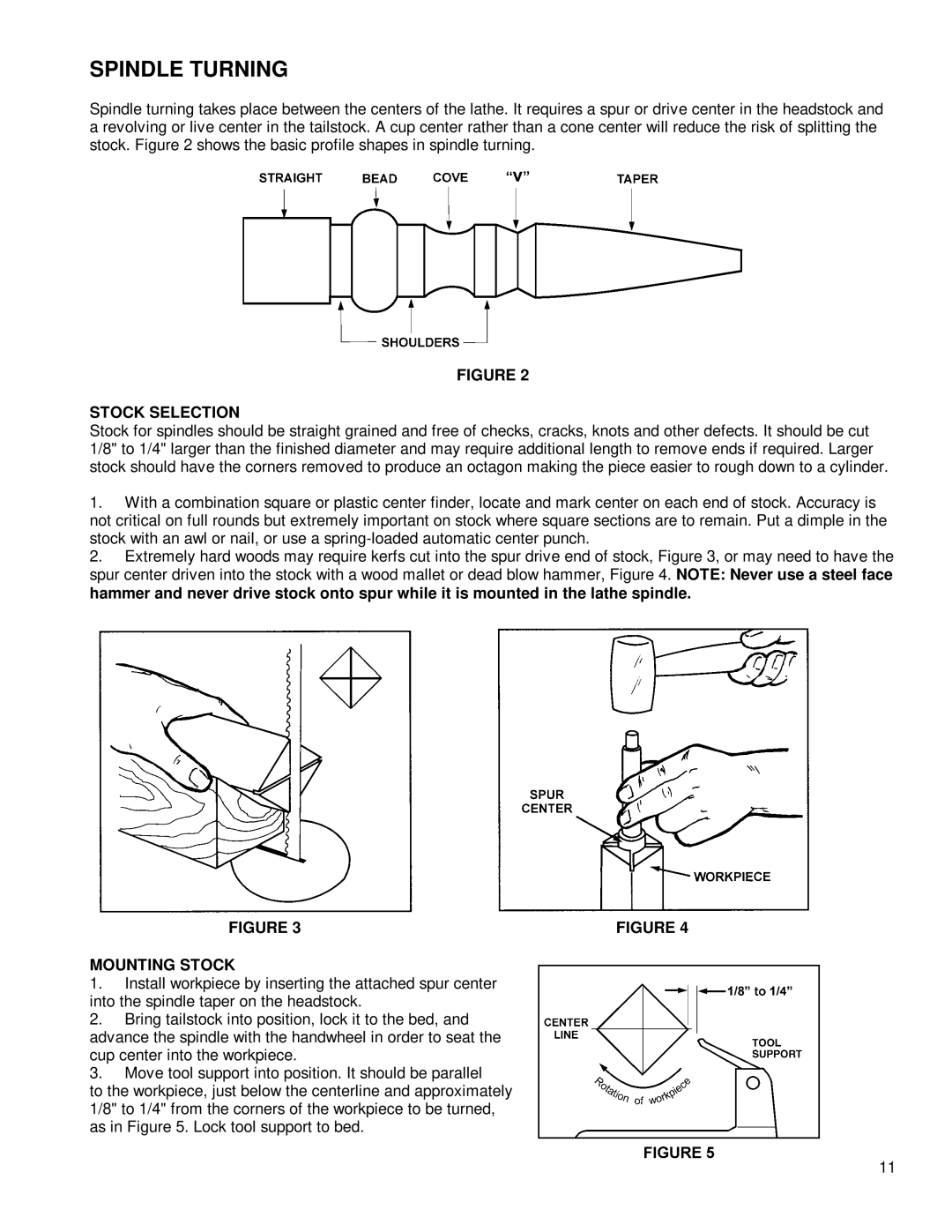 Powermatic 3520A instruction manual Spindle Turning, Stock Selection, Mounting Stock 