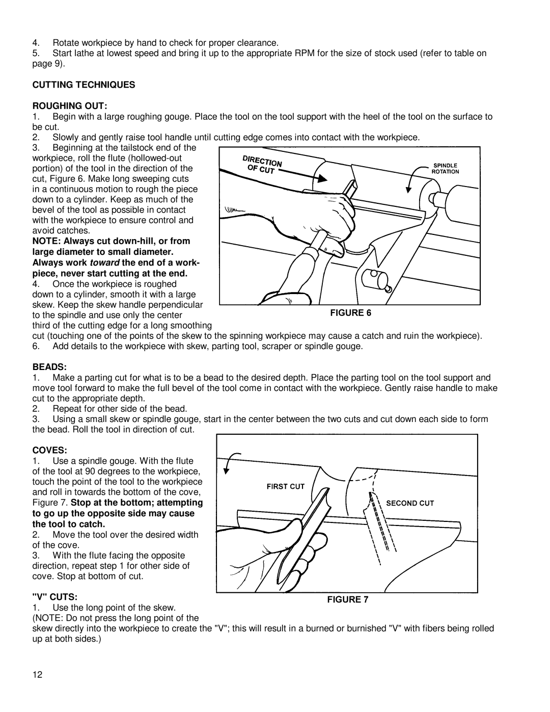 Powermatic 3520A instruction manual Cutting Techniques Roughing OUT, Beads, Coves, Cuts 