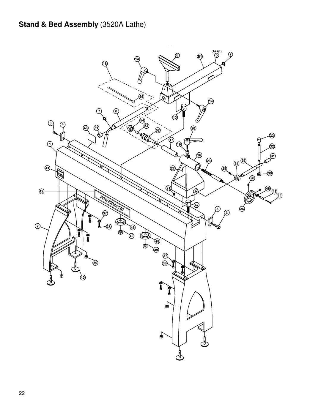 Powermatic instruction manual Stand & Bed Assembly 3520A Lathe 