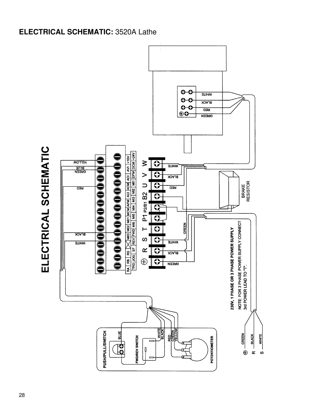 Powermatic instruction manual Electrical Schematic 3520A Lathe 