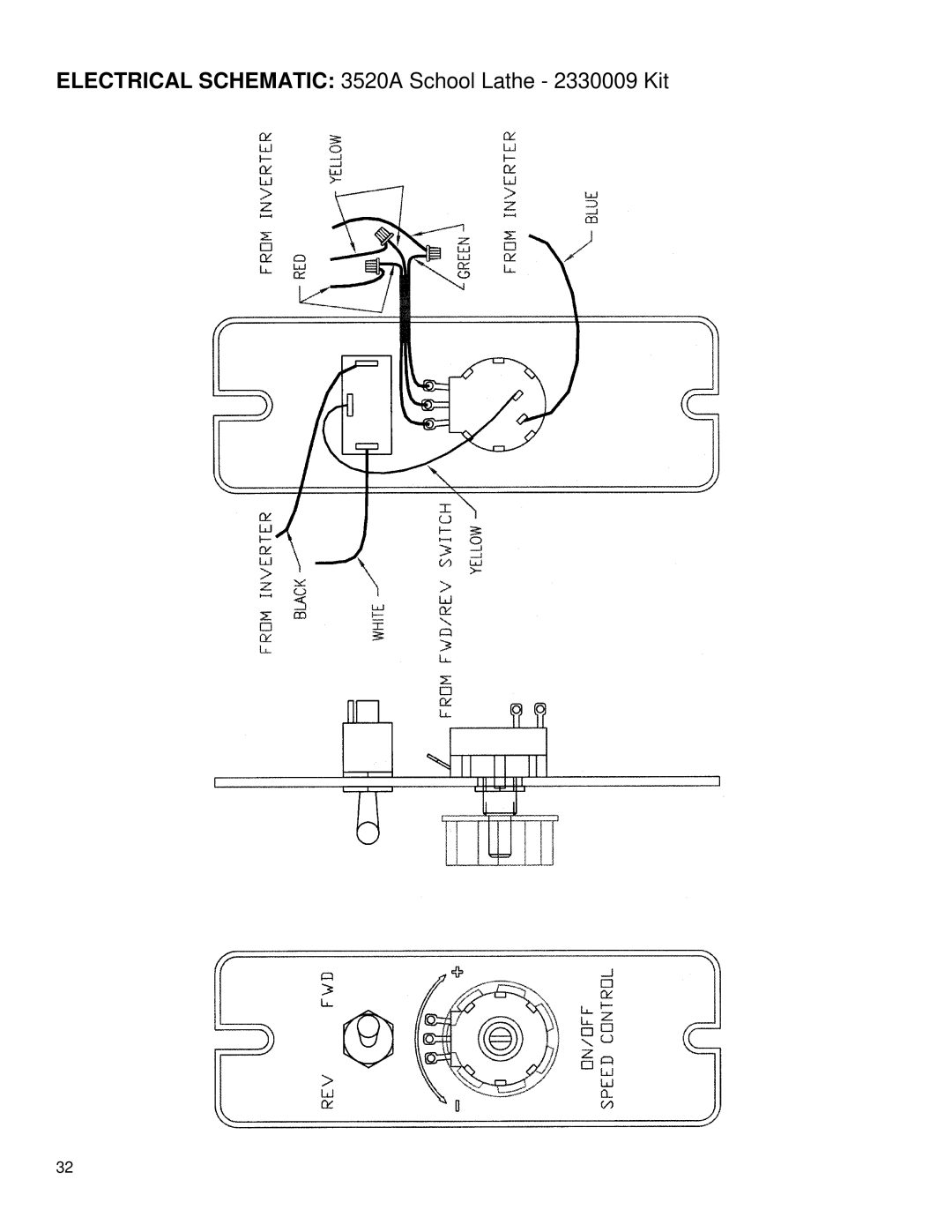 Powermatic instruction manual Electrical Schematic 3520A School Lathe 2330009 Kit 