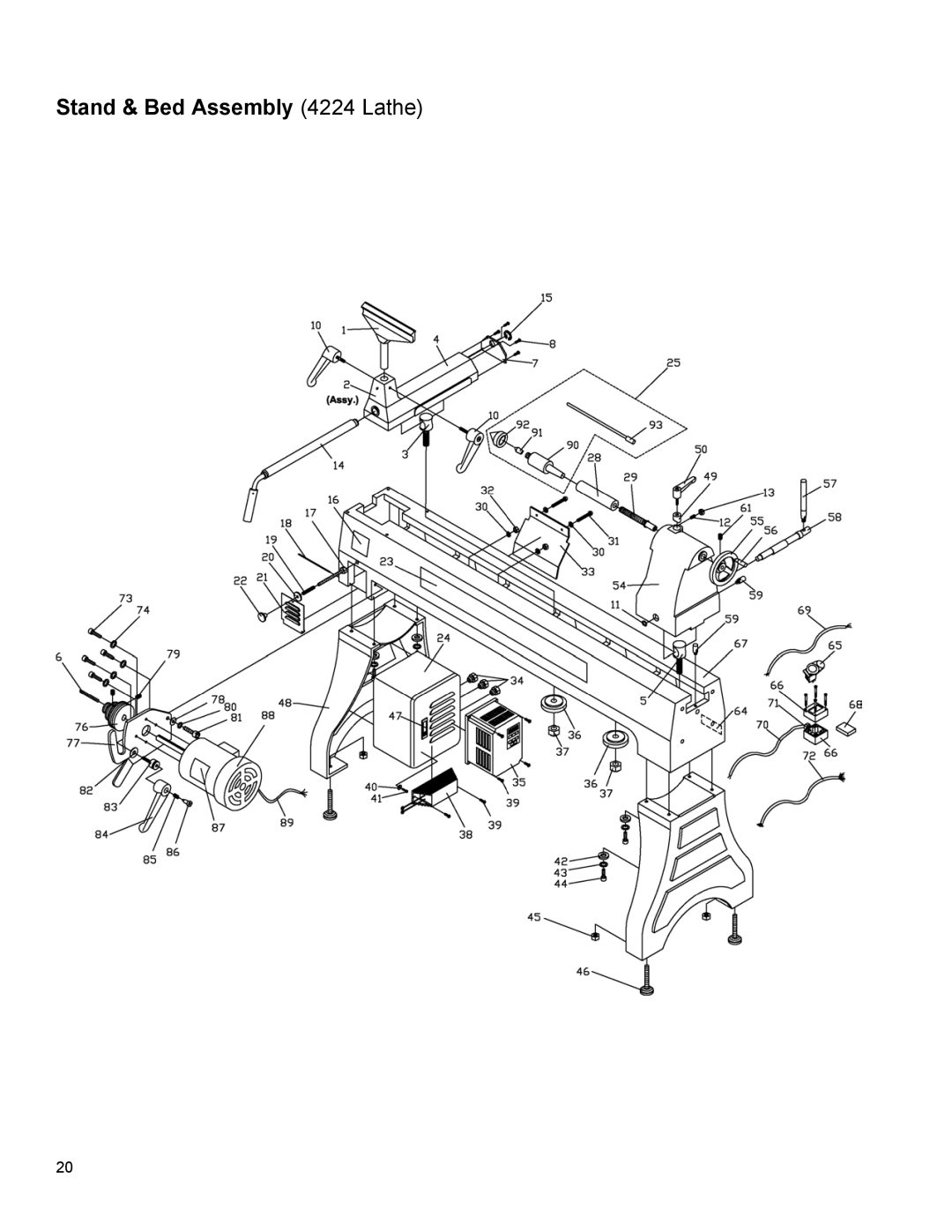 Powermatic operating instructions Stand & Bed Assembly 4224 Lathe 