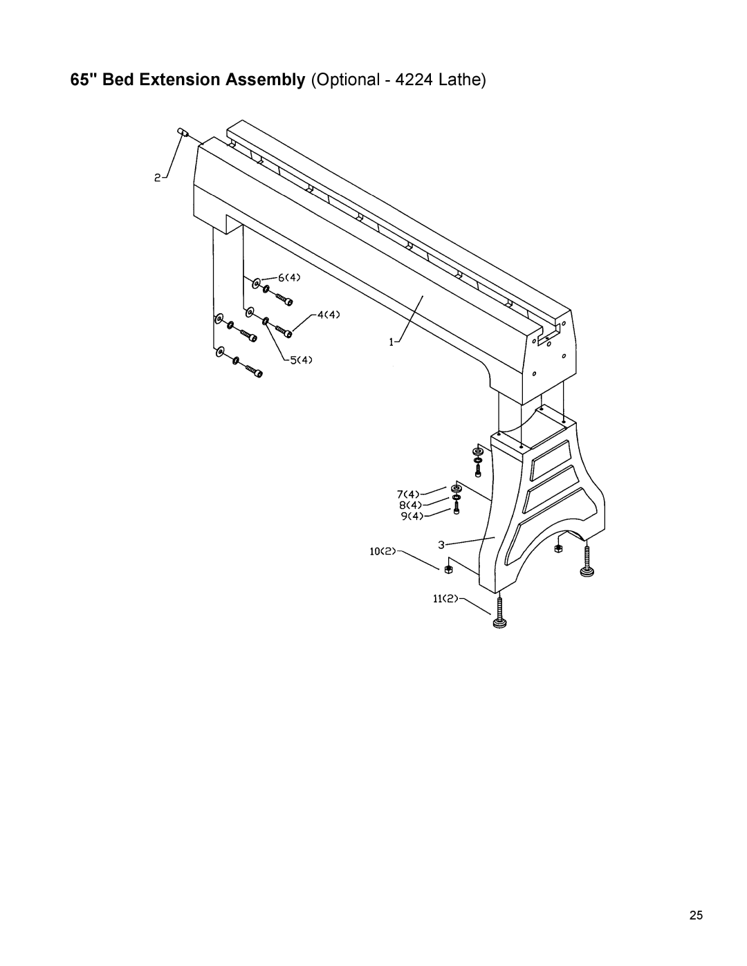 Powermatic operating instructions Bed Extension Assembly Optional 4224 Lathe 