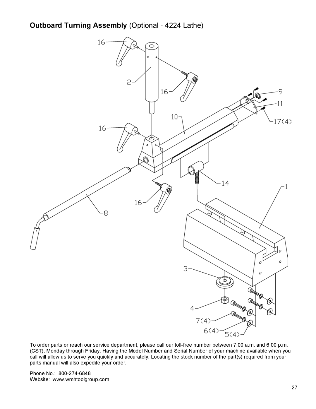 Powermatic operating instructions Outboard Turning Assembly Optional 4224 Lathe 