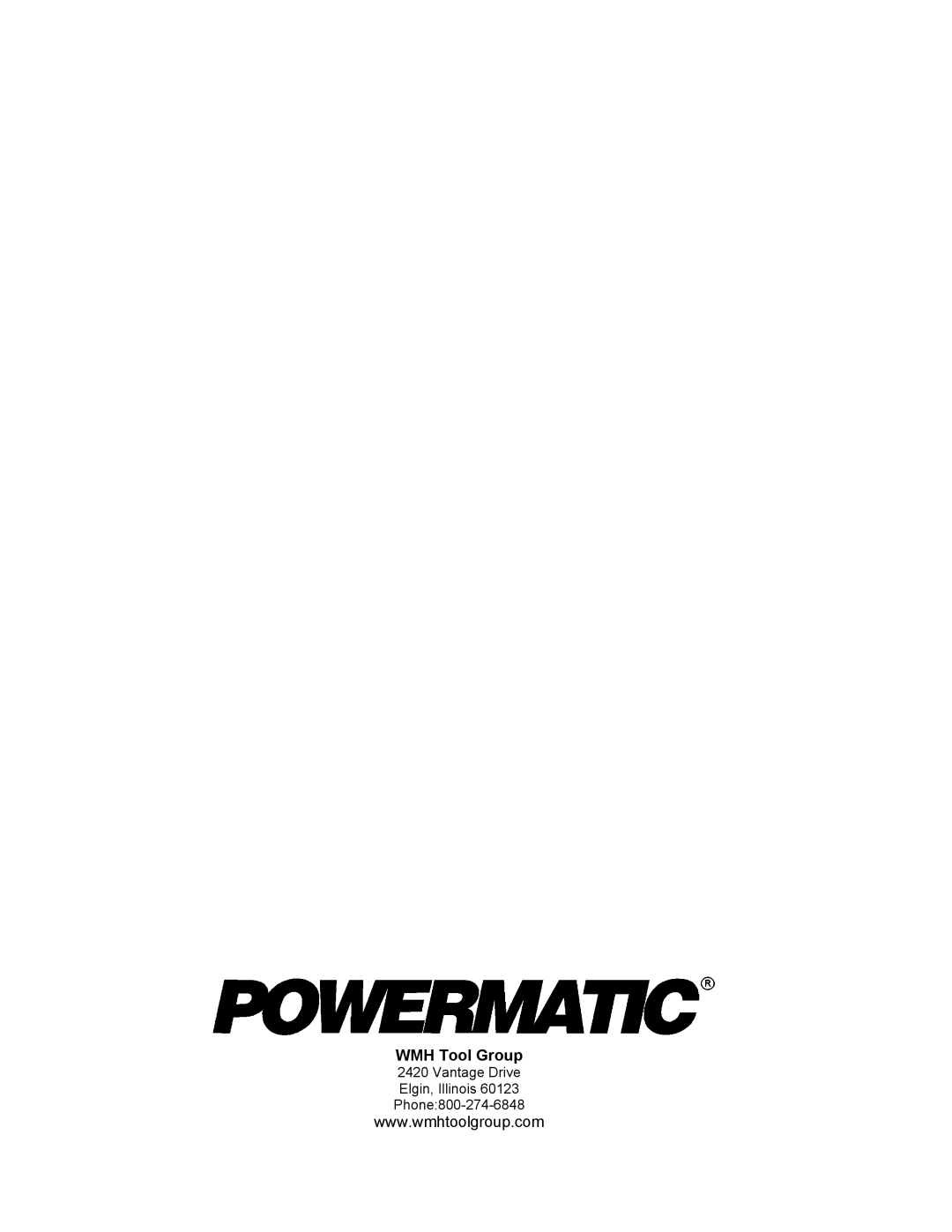 Powermatic 4224 operating instructions Vantage Drive Elgin, Illinois Phone800-274-6848 