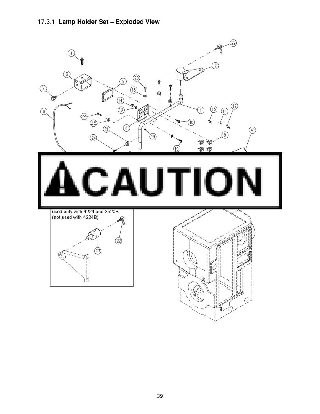 Powermatic 4224B operating instructions Lamp Holder Set Exploded View 