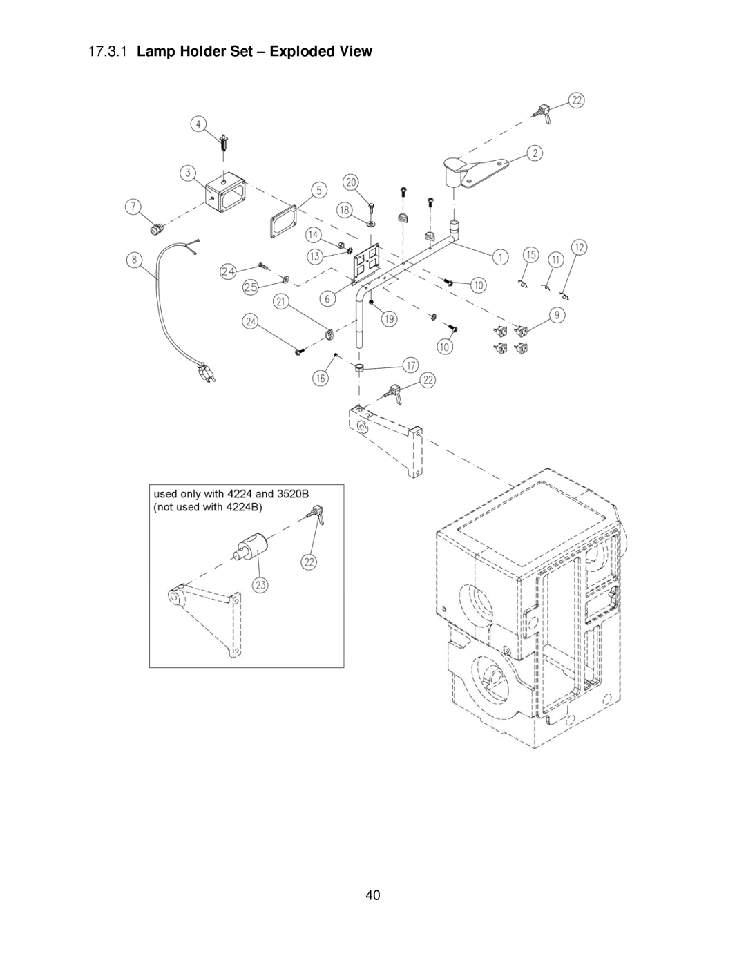 Powermatic 4224B operating instructions Lamp Holder Set Exploded View 