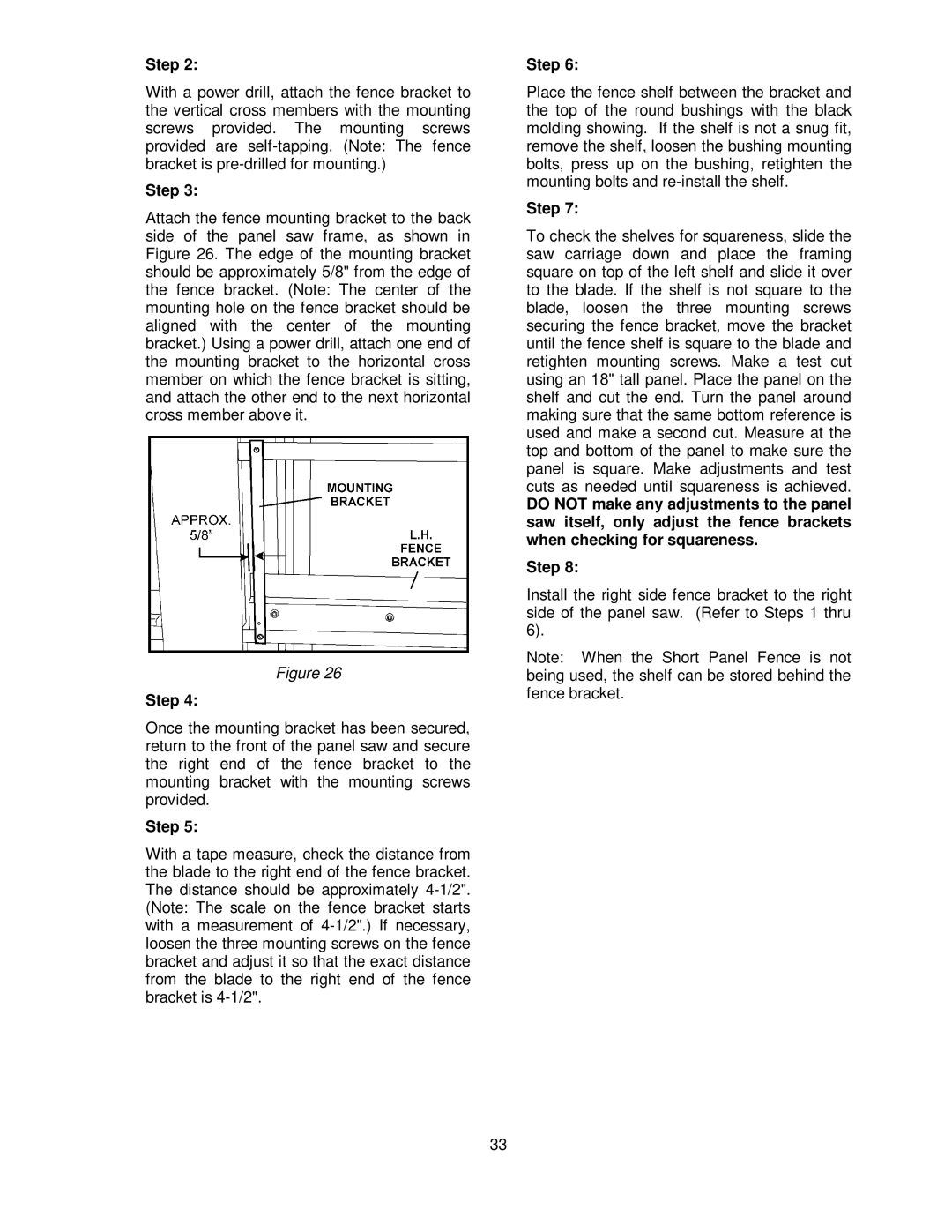 Powermatic 511 operating instructions Step 